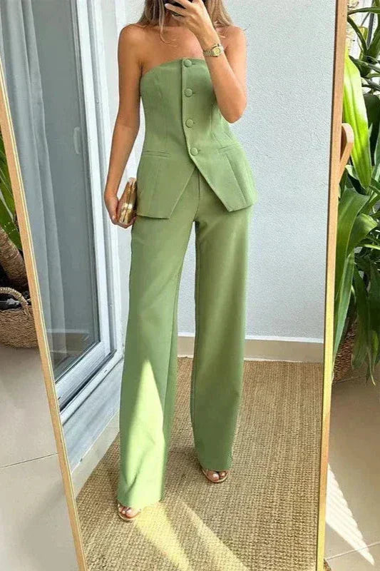 BRIA - Conjunto completo de dos piezas sin tirantes con botones