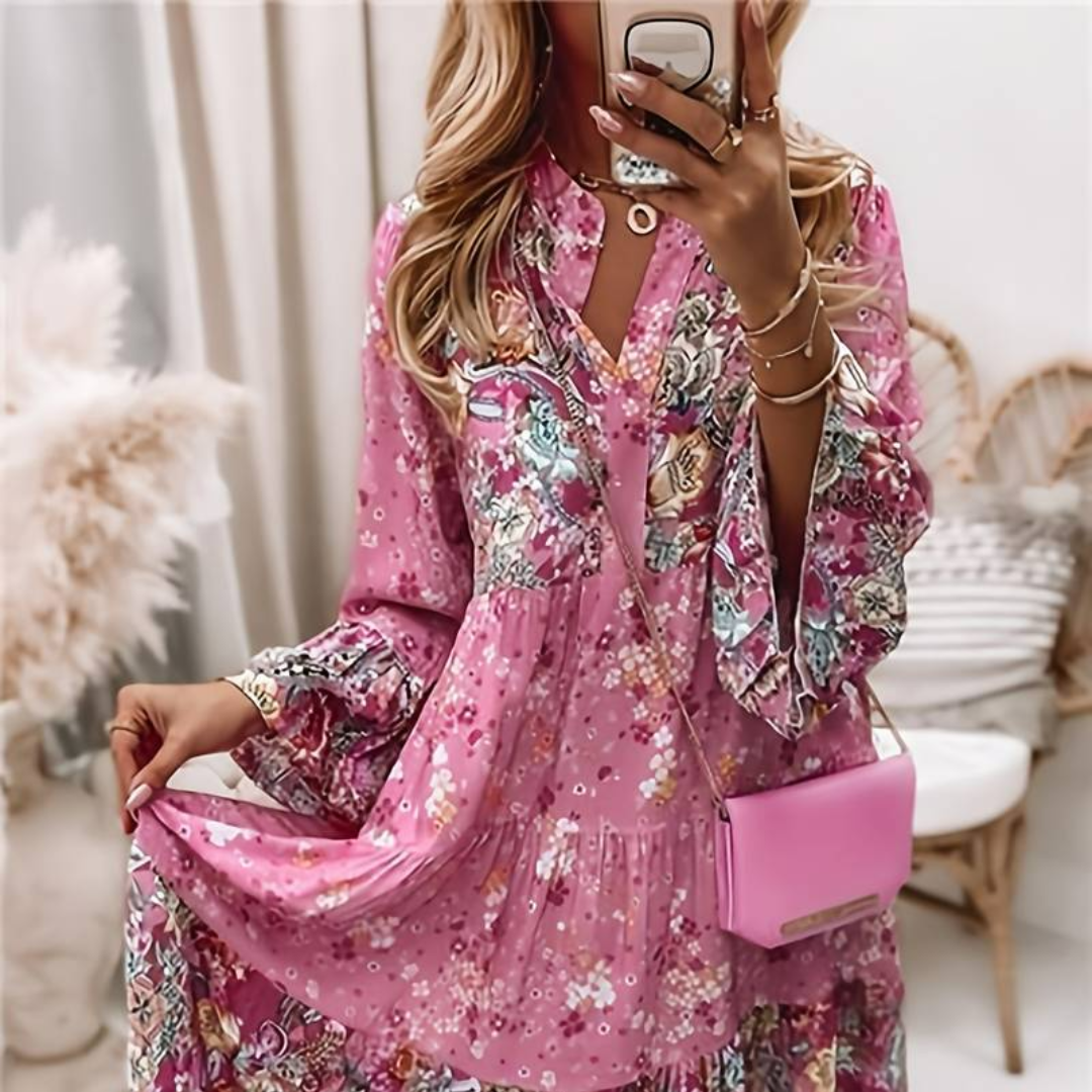Elena – Vestido boho estampado