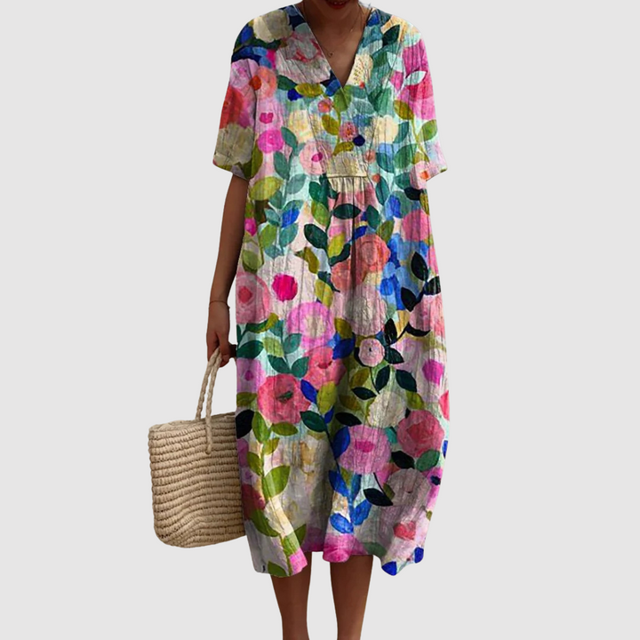 Roberta™ | Vestido de Lino Mediterráneo