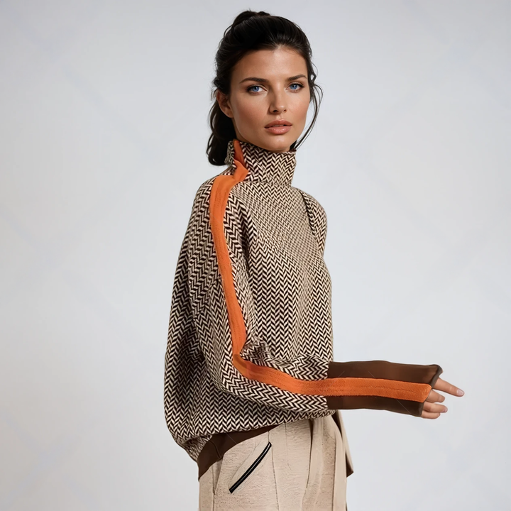 Vera | Suéter de Cuello Alto con Rayas en Contraste