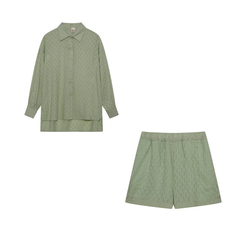 Elizabeth - Conjunto de dos piezas fluido con camisa y pantalones cortos