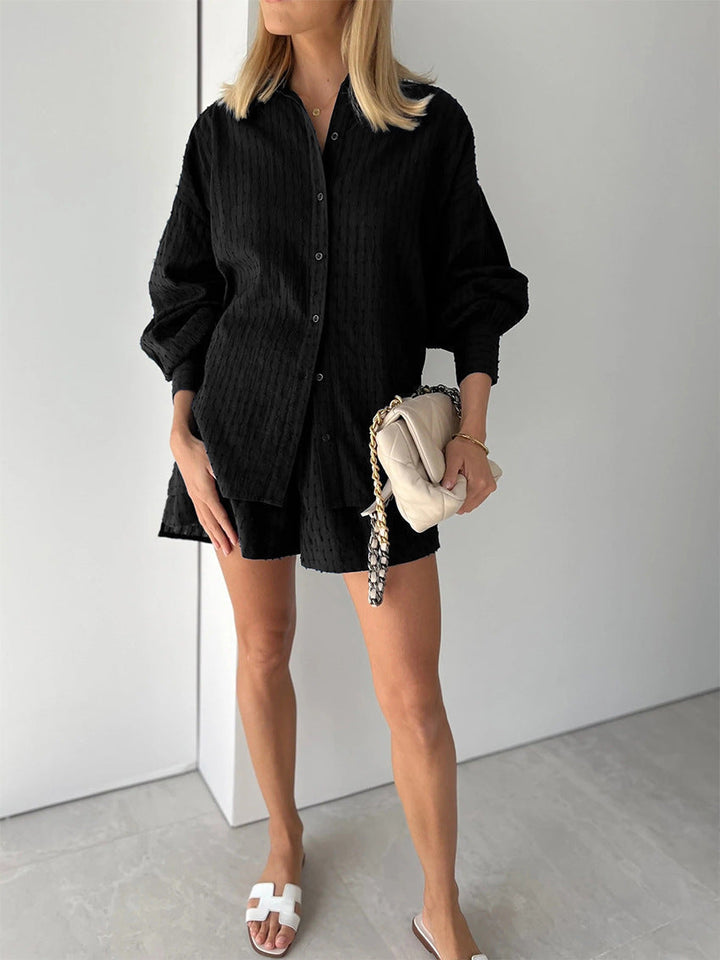 Elizabeth - Conjunto de dos piezas fluido con camisa y pantalones cortos
