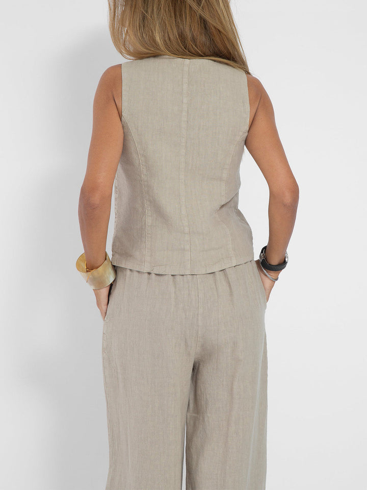Aira - Conjunto completo de dos piezas con chaleco y pantalones de pierna ancha