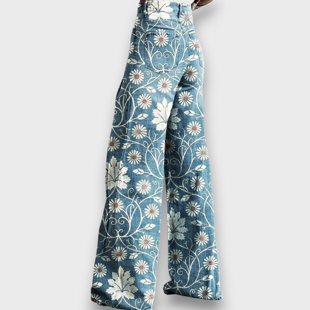 Elaya – Jeans Boho con motivo floral