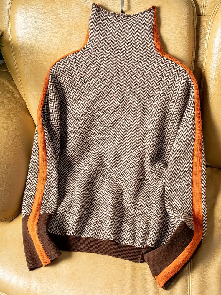 Vera | Suéter de Cuello Alto con Rayas en Contraste