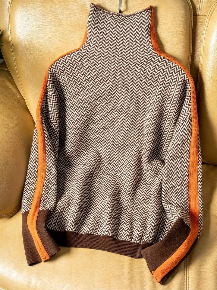 Vera | Suéter de Cuello Alto con Rayas en Contraste