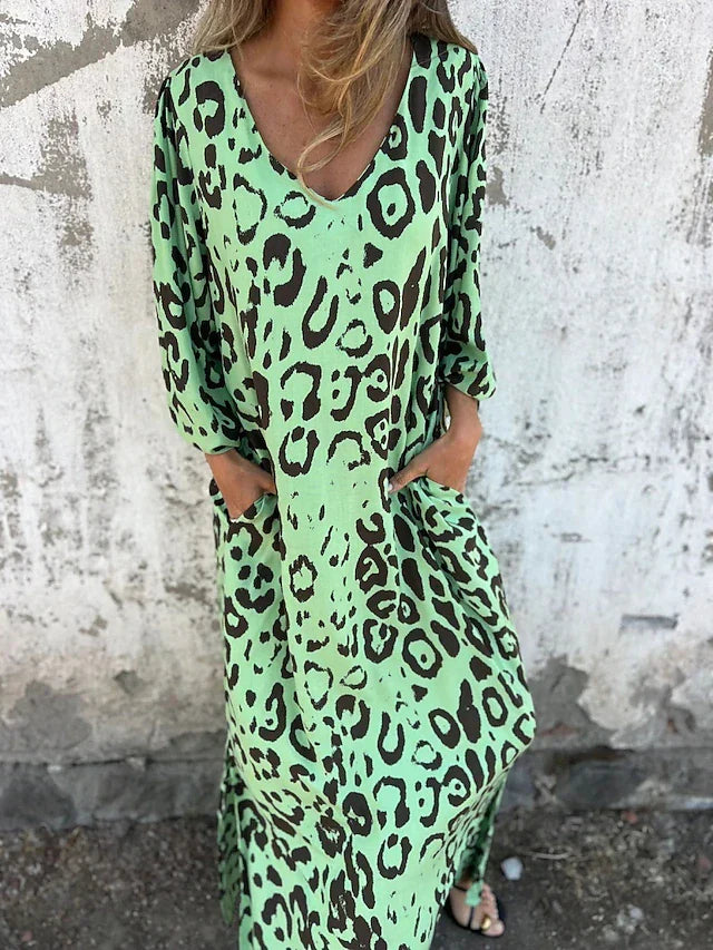 Jessica – Vestido boho maxi animal print