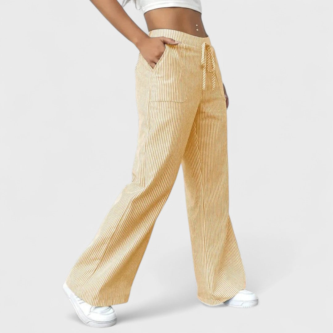 Dominique - Pantalones anchos cómodos con detalles elegantes