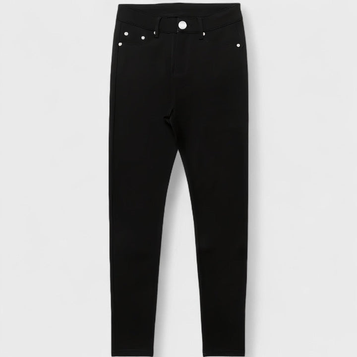 Floriale - Jeans negros de denim de tiro alto para mujer