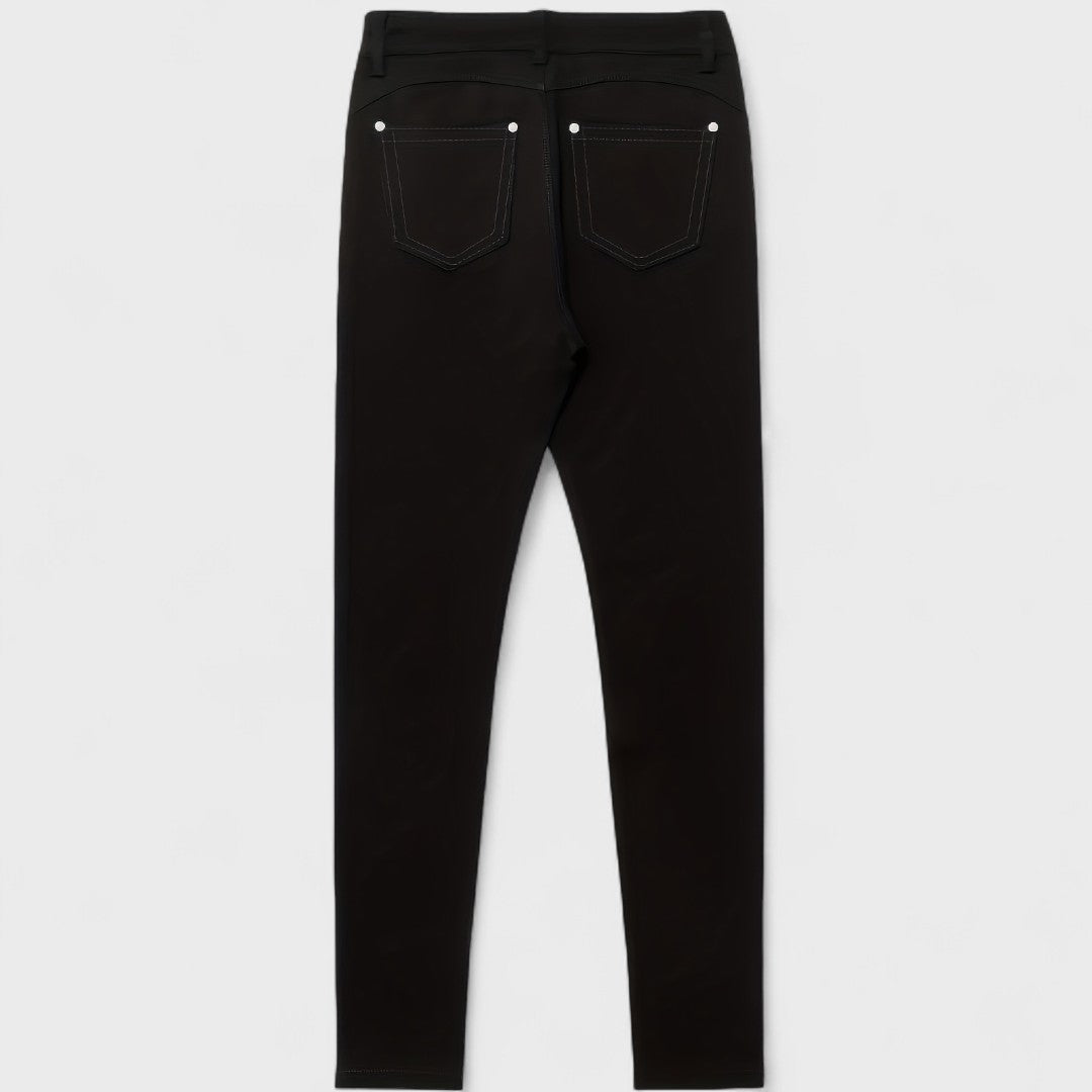 Floriale - Jeans negros de denim de tiro alto para mujer
