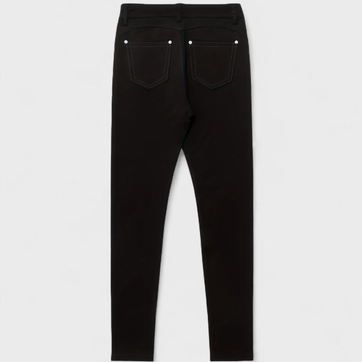 Floriale - Jeans negros de denim de tiro alto para mujer