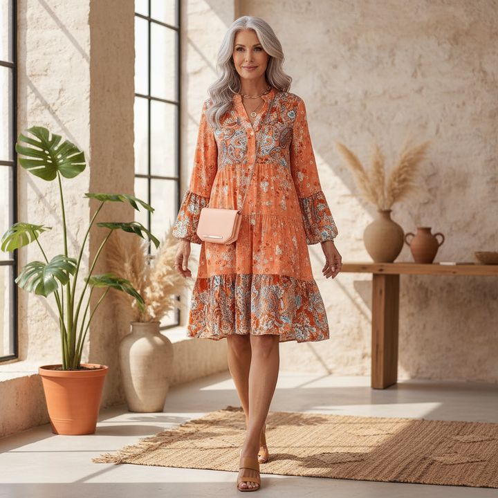 Elena – Vestido boho estampado