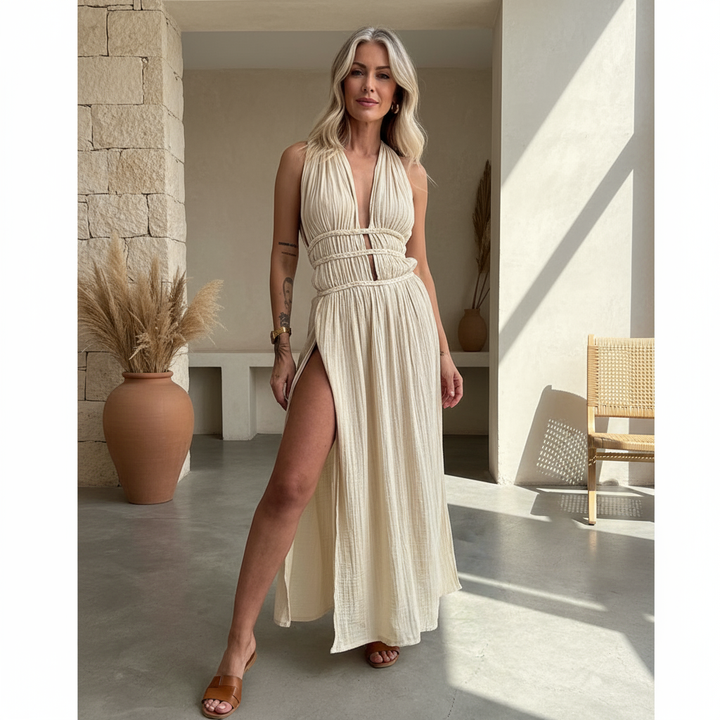 Zoe – Vestido boho con abertura