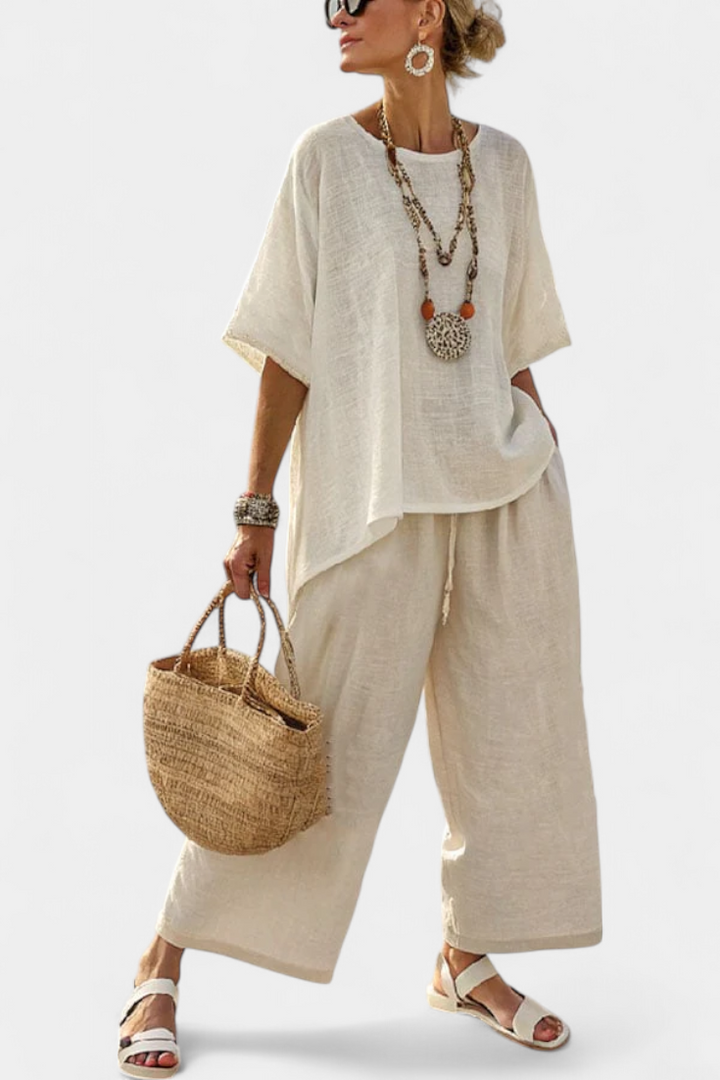 Beatrice – camisa cómoda esencial y pantalones de pierna ancha