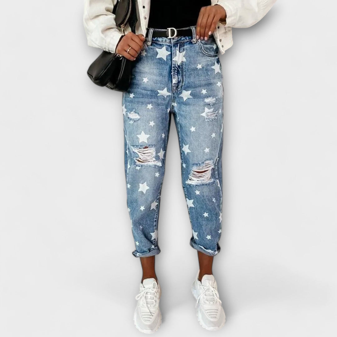 Estari – Jeans relajados con estampado de estrellas
