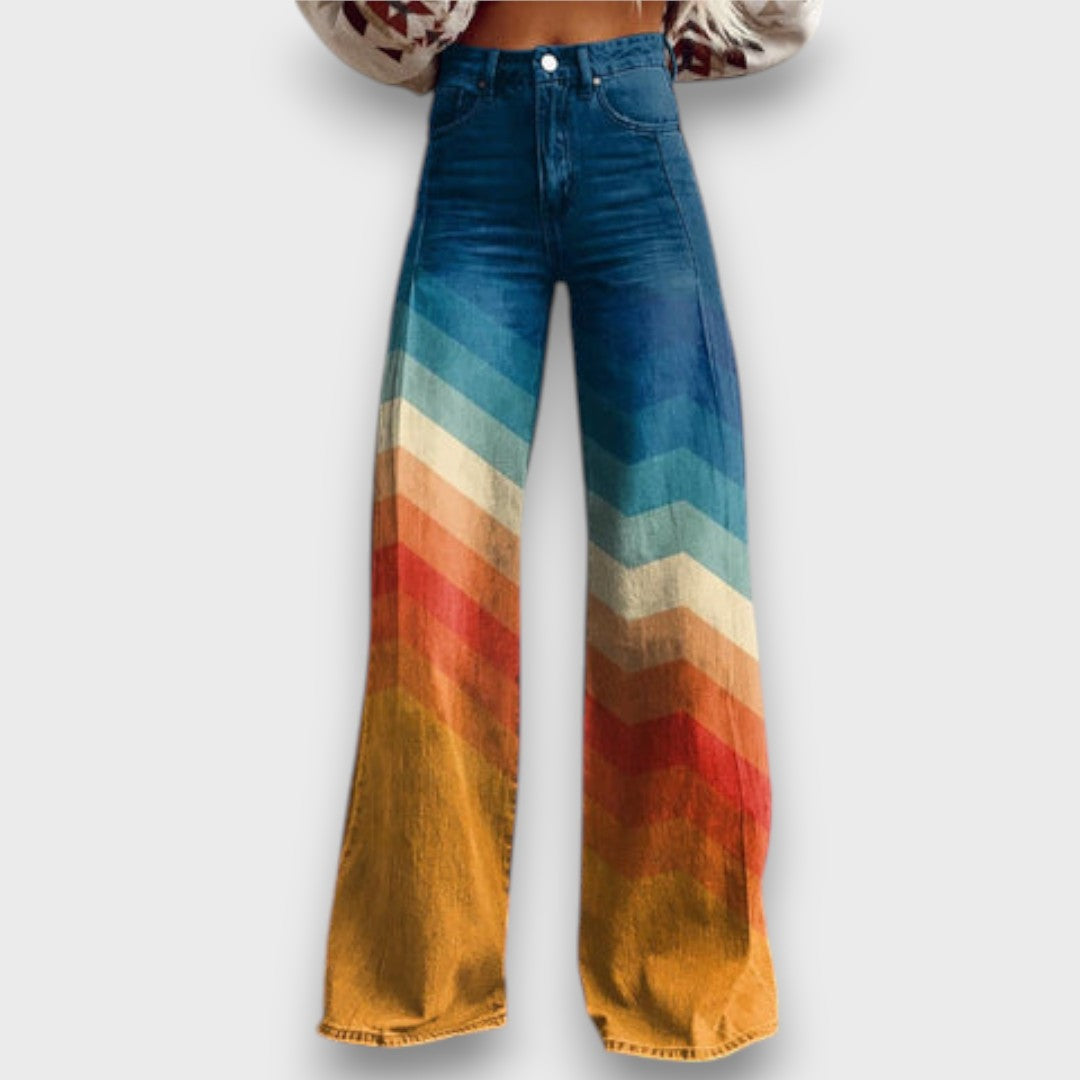 Zamira – Pantalones largos con zigzag retro en degradado de color