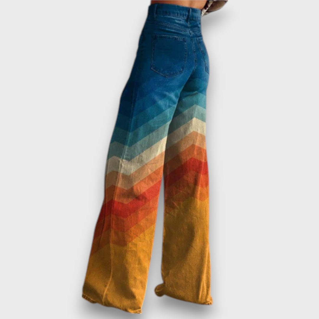 Zamira – Pantalones largos con zigzag retro en degradado de color