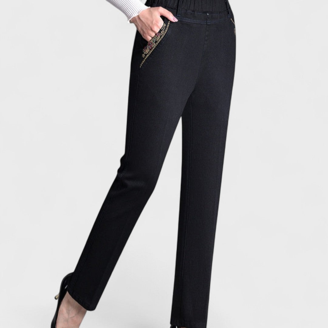 Maira - Jeans de mujer con bolsillos laterales y cintura elástica