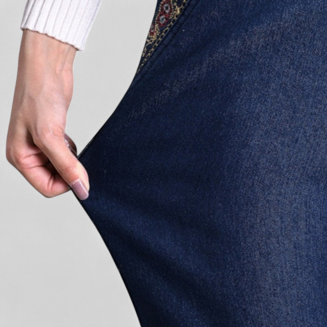 Maira - Jeans de mujer con bolsillos laterales y cintura elástica