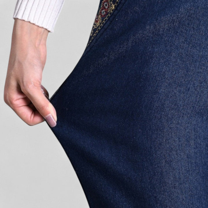 Maira - Jeans de mujer con bolsillos laterales y cintura elástica
