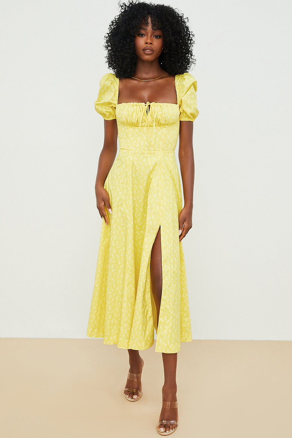 Arianna – Vestido boho con mangas abullonadas