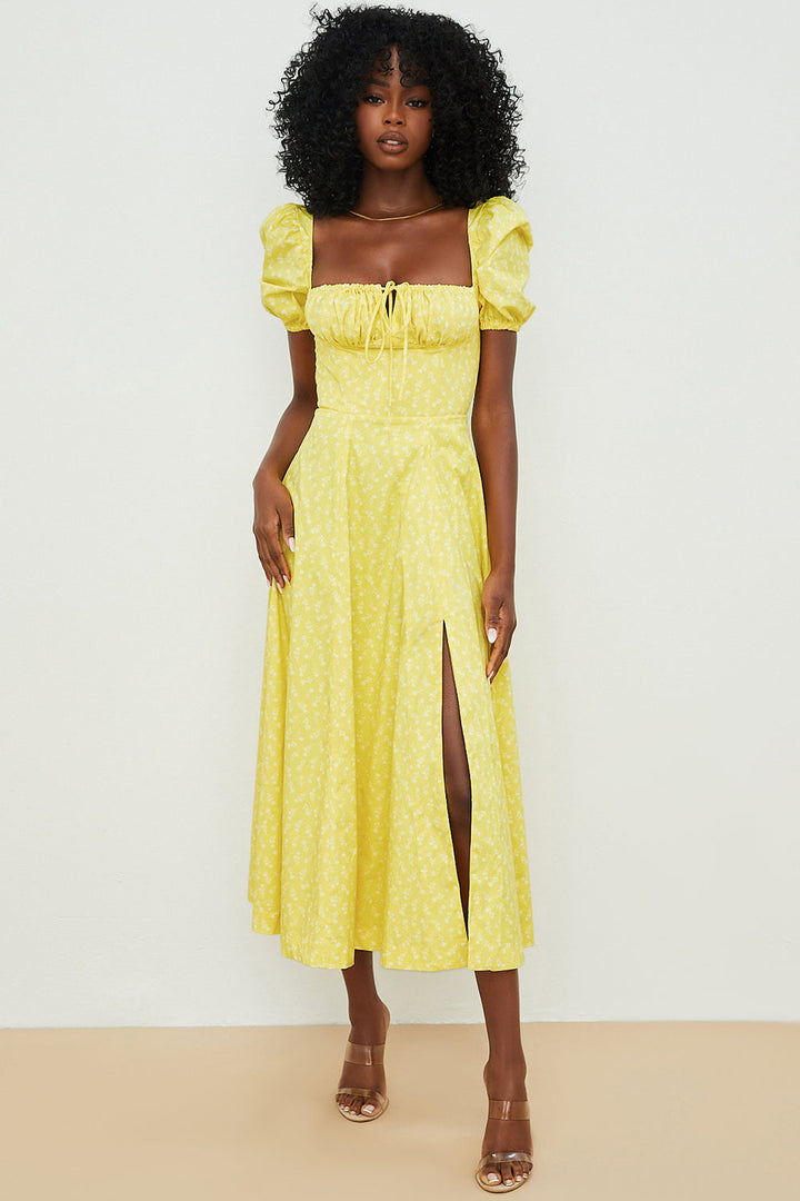Arianna – Vestido boho con mangas abullonadas